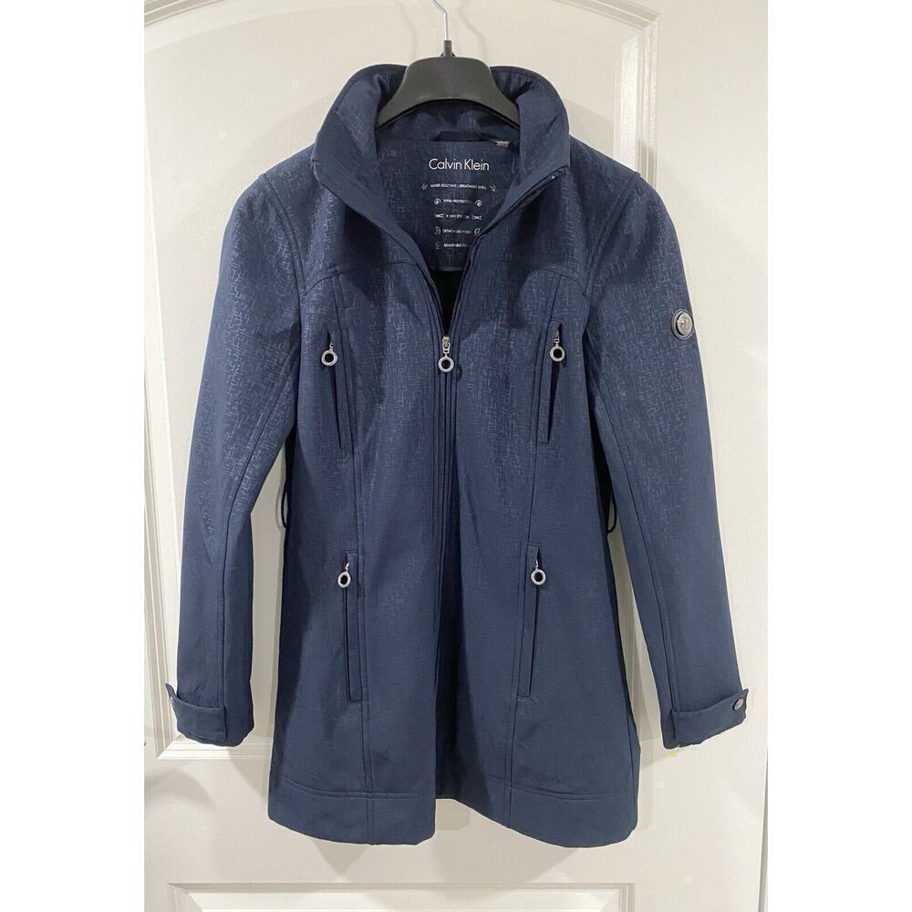 Calvin Klein Women’s Softshell Jacket XS Blue Zip Water Resistant Coat